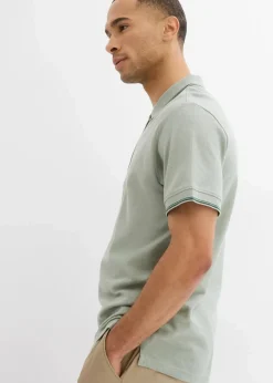 Piqué-Poloshirt mit Reißverschluss aus reiner Baumwolle|bonprix Sale