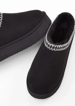 bonprix Hausschuhe|Gefütterte Winterschuhe|Plateau-Boots schwarz