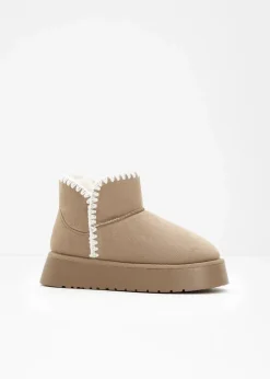 bonprix Boots|Gefütterte Winterschuhe|Plateau-Boots hellkhaki