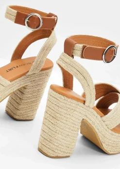 Plateau-Sandaletten in Bast-Optik|bonprix Clearance