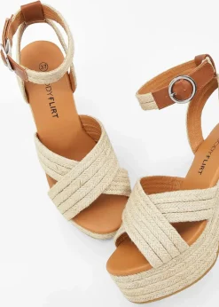 Plateau-Sandaletten in Bast-Optik|bonprix Clearance