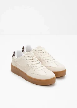 bonprix Sneaker|Plateau-Sneaker im Retrolook wollweiß/beige leo