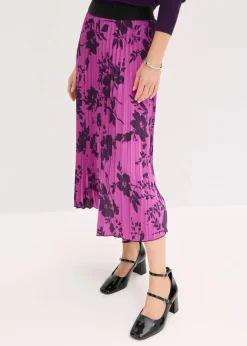 bonprix Bekleidung·Sportbekleidung|Röcke|Plissée-Rock pfingstrose/dunkellila geblümt