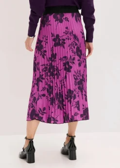 bonprix Bekleidung·Sportbekleidung|Röcke|Plissée-Rock pfingstrose/dunkellila geblümt