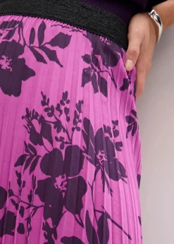 bonprix Bekleidung·Sportbekleidung|Röcke|Plissée-Rock pfingstrose/dunkellila geblümt