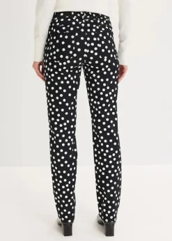 bonprix Bekleidung·Kleider|Hosen|5-Pocket-Stretch-Hose schwarz/wollweiß gepunktet