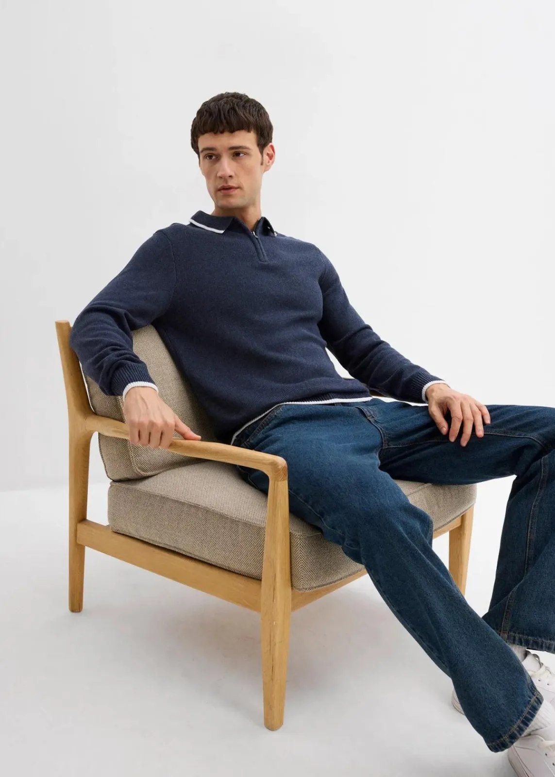 Polo Pullover mit recycelter Baumwolle|bonprix Online