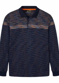 bonprix Große Größen|Shirts & Polos|Polo-Langarmshirt mitternachtsblau gestreift