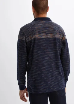 bonprix Große Größen|Shirts & Polos|Polo-Langarmshirt mitternachtsblau gestreift