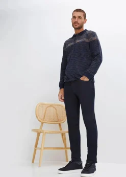 bonprix Große Größen|Shirts & Polos|Polo-Langarmshirt mitternachtsblau gestreift