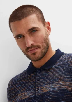 bonprix Große Größen|Shirts & Polos|Polo-Langarmshirt mitternachtsblau gestreift