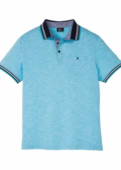 bonprix Shirts & Polos|Große Größen|Poloshirt aus reiner Baumwolle türkis meliert