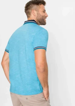 bonprix Shirts & Polos|Große Größen|Poloshirt aus reiner Baumwolle türkis meliert