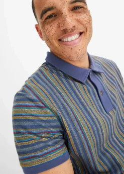 bonprix Große Größen|Shirts & Polos|Poloshirt aus reiner Bio-Baumwolle indigo bedruckt