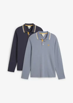 bonprix Shirts & Polos|Große Größen|Poloshirt aus reiner Bio-Baumwolle (2er Pack) rauchblau+nachtblau