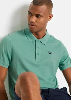 bonprix Große Größen|Basics|Poloshirt aus reiner Bio-Baumwolle (2er Pack) salbeigrün+dunkelblau