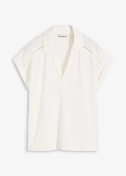 Poloshirt aus Viskose- Pique mit Spitzeneinsatz|bonprix Best