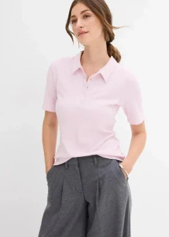 bonprix Shirts & Tops|Poloshirt aus Viskose-Mix puderflieder