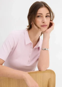 bonprix Shirts & Tops|Poloshirt aus Viskose-Mix puderflieder