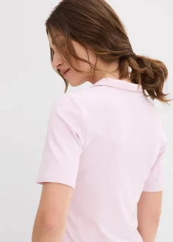bonprix Shirts & Tops|Poloshirt aus Viskose-Mix puderflieder