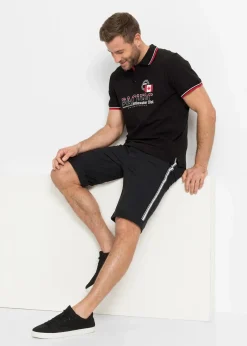 bonprix Shirts & Polos|Große Größen|Poloshirt, Kurzarm aus reiner Bio-Baumwolle (2er Pack) schwarz+rot bedruckt