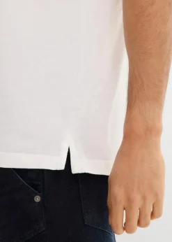 bonprix Große Größen|Shirts & Polos|Poloshirt, Kurzarm aus reiner Bio-Baumwolle (2er Pack) dunkelblau+weiß bedruckt