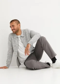 bonprix Große Größen|Pullover & Strickjacken|Polo-Strickjacke mit Reißverschluss und recycelter Baumwolle grau meliert