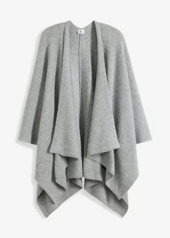 bonprix Schuhe & Accessoires In Spezialgrößen·Tücher & Ponchos|Ponchos|Poncho hellgrau meliert