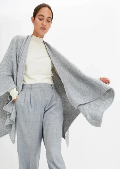 bonprix Schuhe & Accessoires In Spezialgrößen·Tücher & Ponchos|Ponchos|Poncho hellgrau meliert
