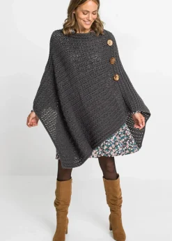 bonprix Ponchos|Schuhe & Accessoires In Spezialgrößen·Tücher & Ponchos|Poncho dunkelgrau