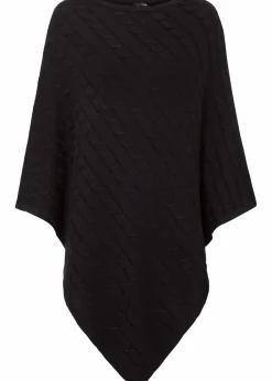 bonprix Ponchos|Schuhe & Accessoires In Spezialgrößen·Tücher & Ponchos|Poncho mit Kaschmiranteil schwarz