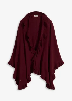bonprix Pullover & Strickjacken|Strickmode|Poncho mit Kaschmiranteil ahornrot