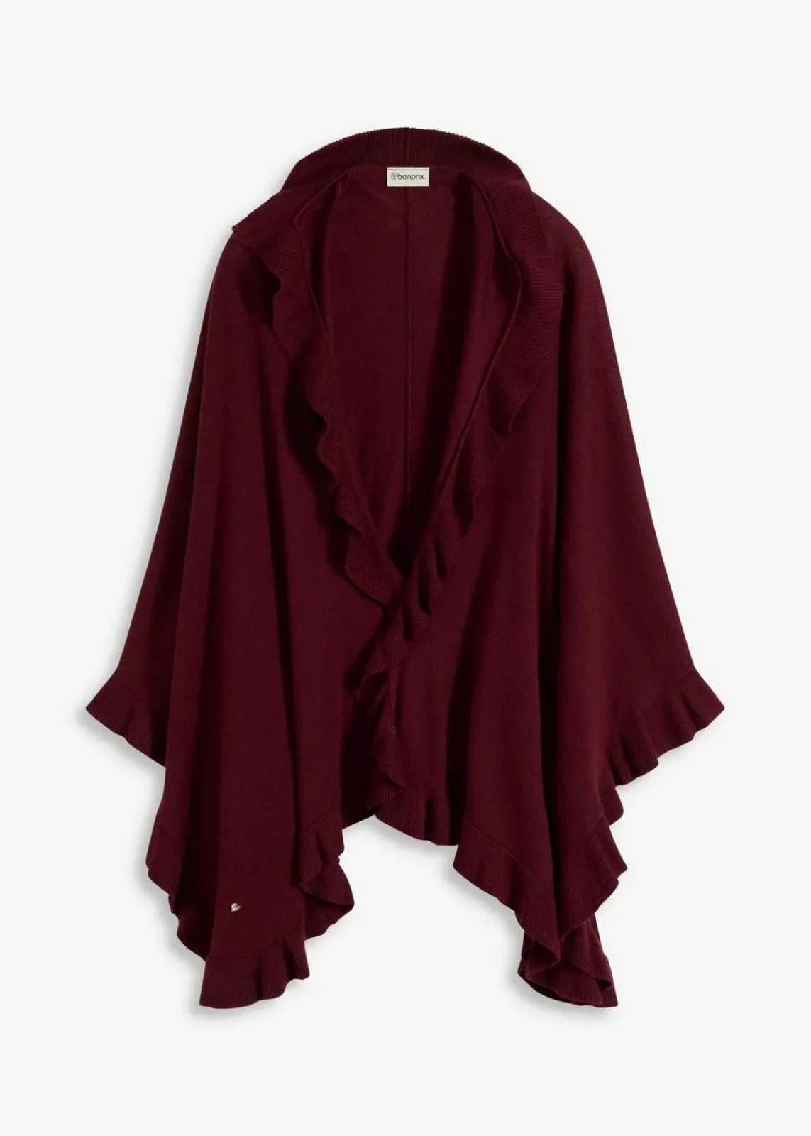 bonprix Pullover & Strickjacken|Strickmode|Poncho mit Kaschmiranteil ahornrot