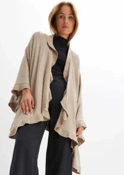 bonprix Ponchos|Schuhe & Accessoires In Spezialgrößen·Tücher & Ponchos|Poncho mit Kaschmiranteil taupe
