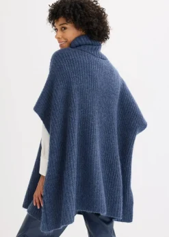 bonprix Pullover & Strickjacken|Strickmode|Poncho-Pullover mit Wollanteil anthrazit