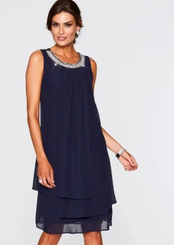 bonprix Bekleidung·Pullover & Strickjacken|Festliche Mode|Premium Kleid mit Applikation dunkelblau