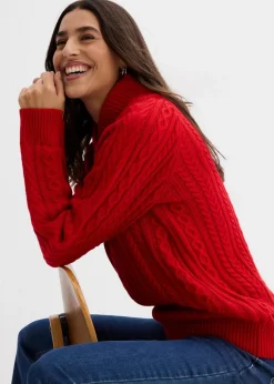 bonprix Pullover & Strickjacken|Strickmode|Pullover salsarot