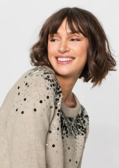 bonprix Bekleidung·Umstandsmode|Strickmode|Pullover beige meliert