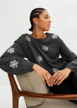 bonprix Pullover & Strickjacken|Strickmode|Pullover anthrazit meliert