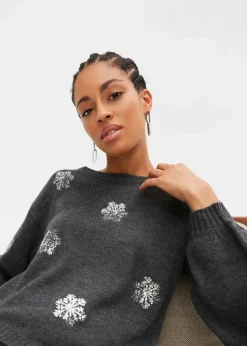 bonprix Pullover & Strickjacken|Strickmode|Pullover anthrazit meliert