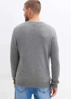 bonprix Große Größen|Basics|Pullover grau meliert