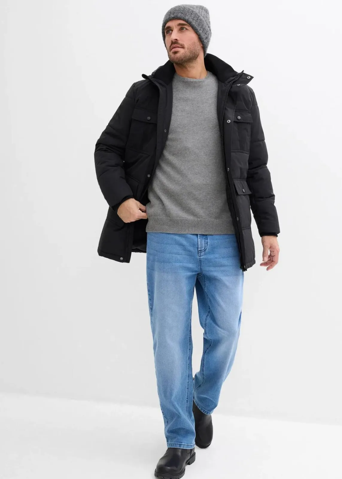 bonprix Große Größen|Basics|Pullover grau meliert