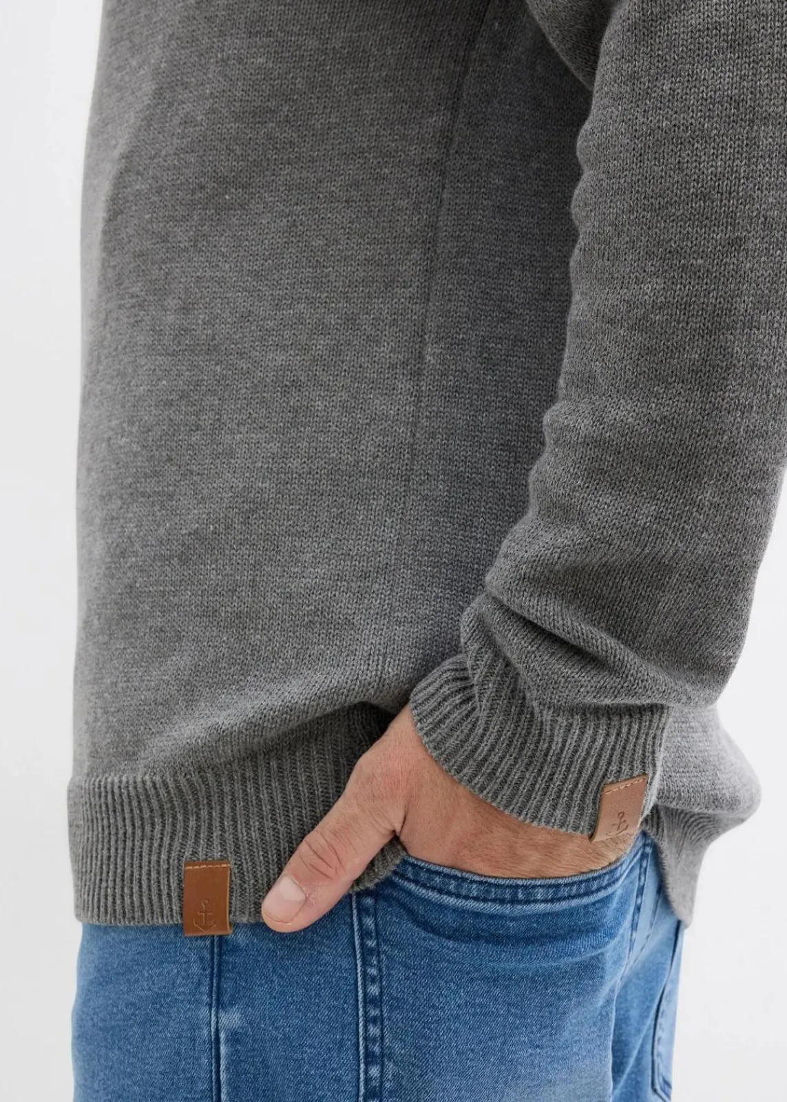 bonprix Große Größen|Basics|Pullover grau meliert