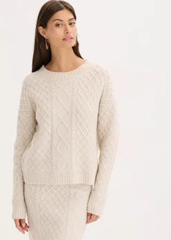bonprix Bekleidung·Umstandsmode|Strickmode|Pullover beige meliert