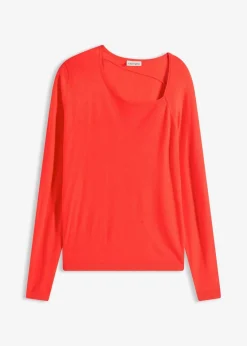 bonprix Pullover & Strickjacken|Strickmode|Pullover aus fließendem Viskose-Mix rot