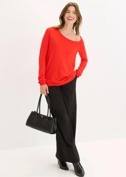 bonprix Pullover & Strickjacken|Strickmode|Pullover aus fließendem Viskose-Mix rot