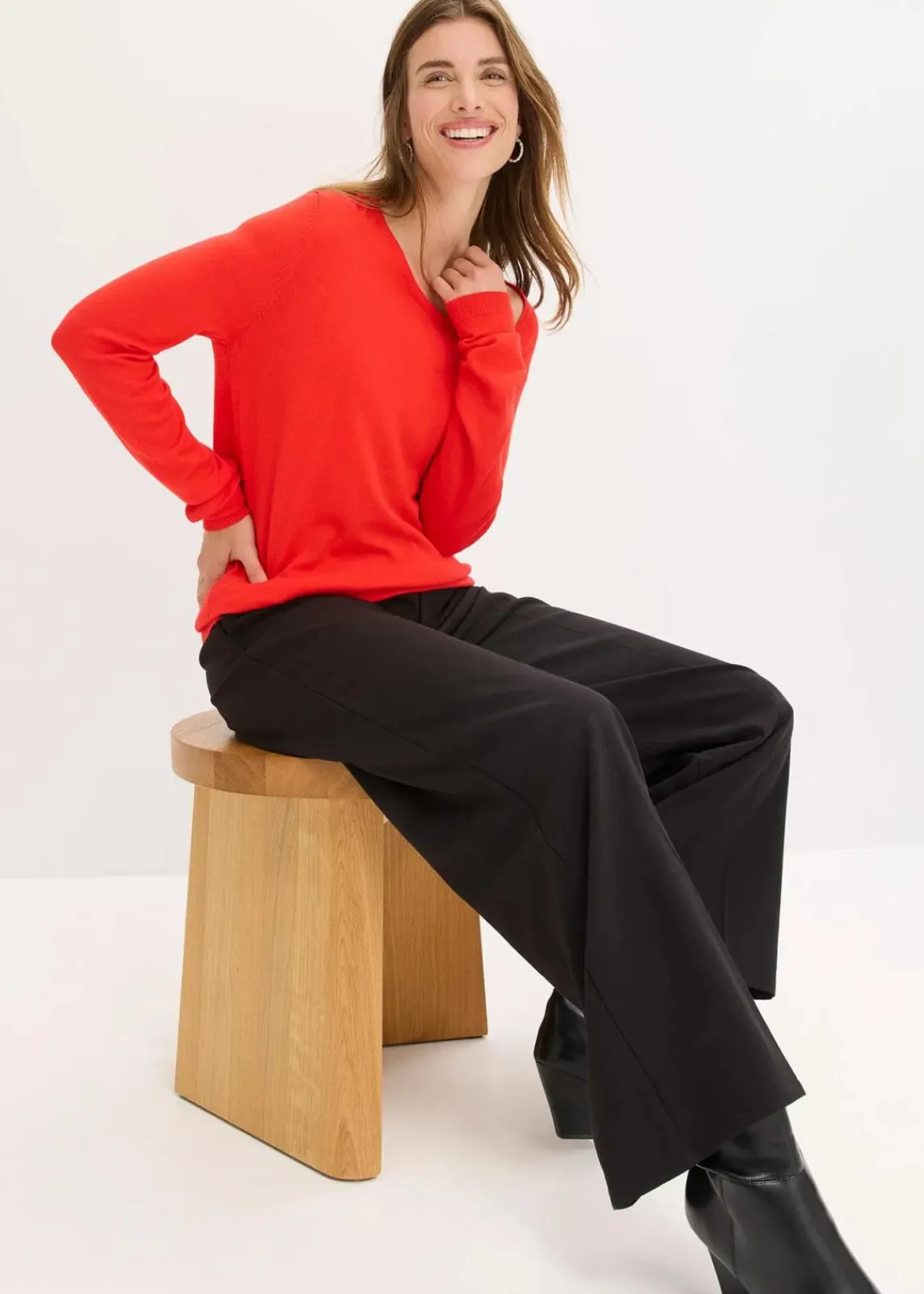 bonprix Pullover & Strickjacken|Strickmode|Pullover aus fließendem Viskose-Mix rot