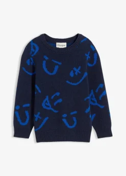 bonprix Jungen 2-8 Jahre·Sweat & Strick|Pullover aus reiner Baumwolle dunkelblau/azurblau