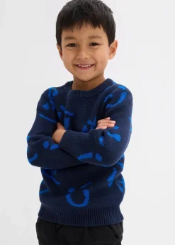 bonprix Jungen 2-8 Jahre·Sweat & Strick|Pullover aus reiner Baumwolle dunkelblau/azurblau