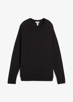 bonprix Große Größen|Pullover & Strickjacken|Pullover aus Struktur-Baumwoll-Mix schwarz